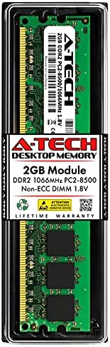 החלפת זיכרון RAM של A-Tech 2GB ל- CT25664AA1067 מכריע | DDR2 1066MHz PC2-8500 UDIMM NONE ECC מודול זיכרון DIMM 240 פינים